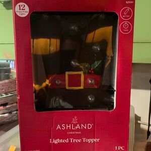 Ashland Red and Gold Lighted Tree Topper with Holly Accent